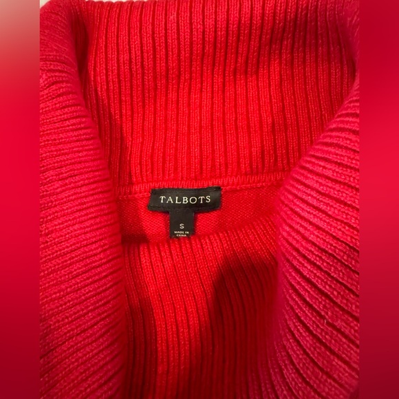 Talbots Red Sweater Dress Cowl Neck Cotton Knit Turtleneck Tie Belt Waist 6 8 - Picture 6 of 6